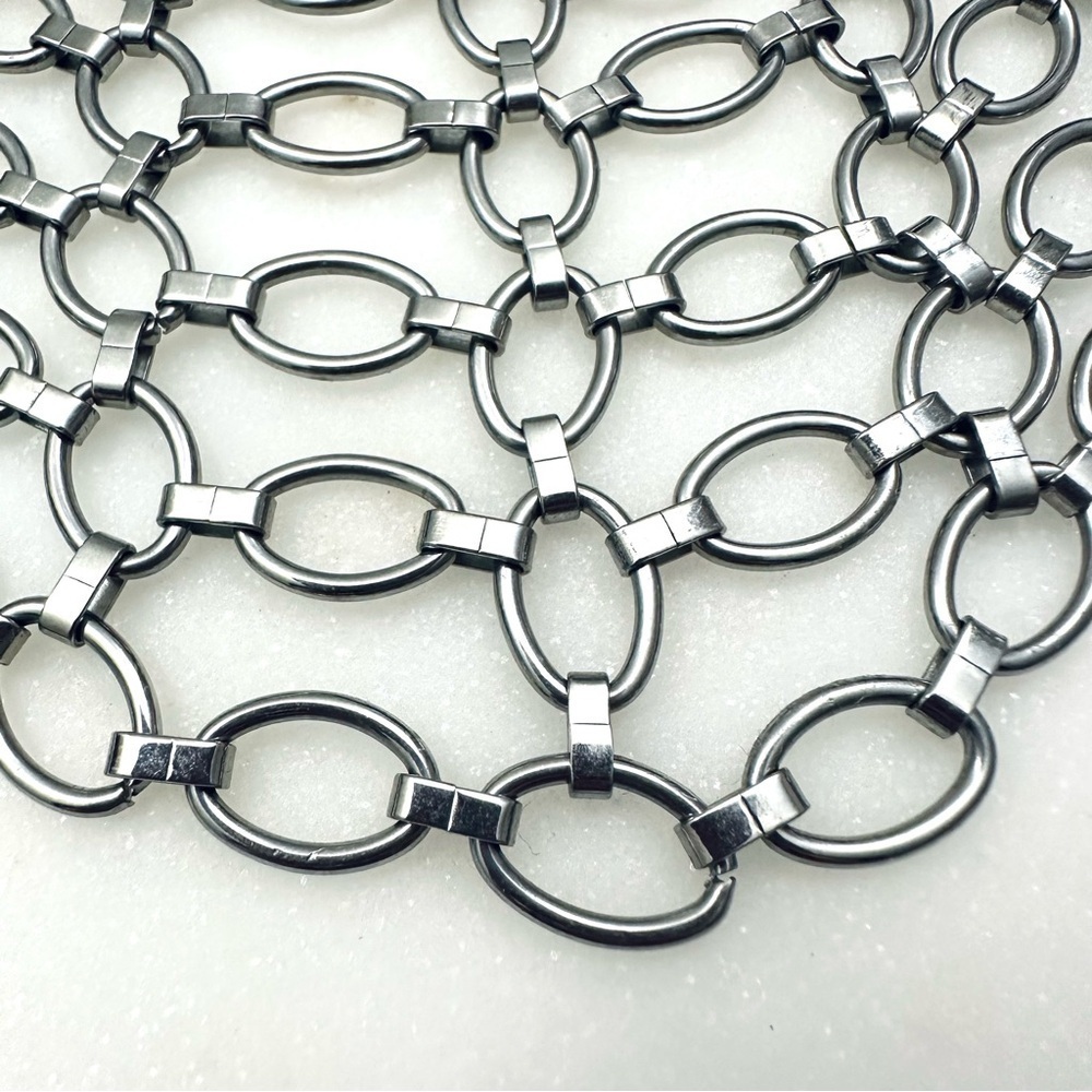 Chainmail Bib Oval Link Stainless Steel Statement Necklace - Picture 4 of 13